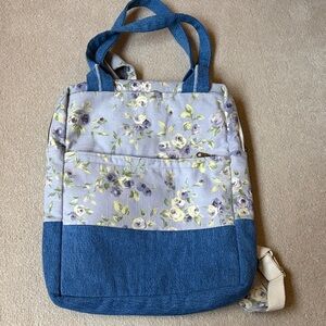 Handmade Floral Denim Tote Bag